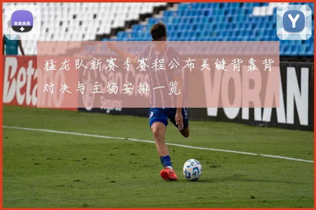 猛龙队新赛季赛程公布关键背靠背对决与主场安排一览